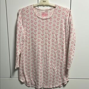 Victoria’s Secret Candy Cane Heart Pattern Long Sleeve Night Shirt Size Medium